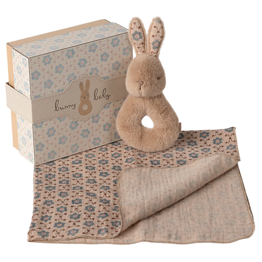 Rabbit Rattle Set | Cream Peach