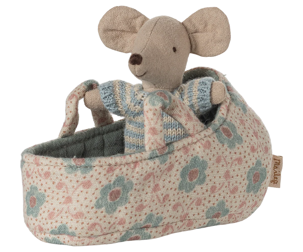 Baby Mouse In Carry Cot | Blue
