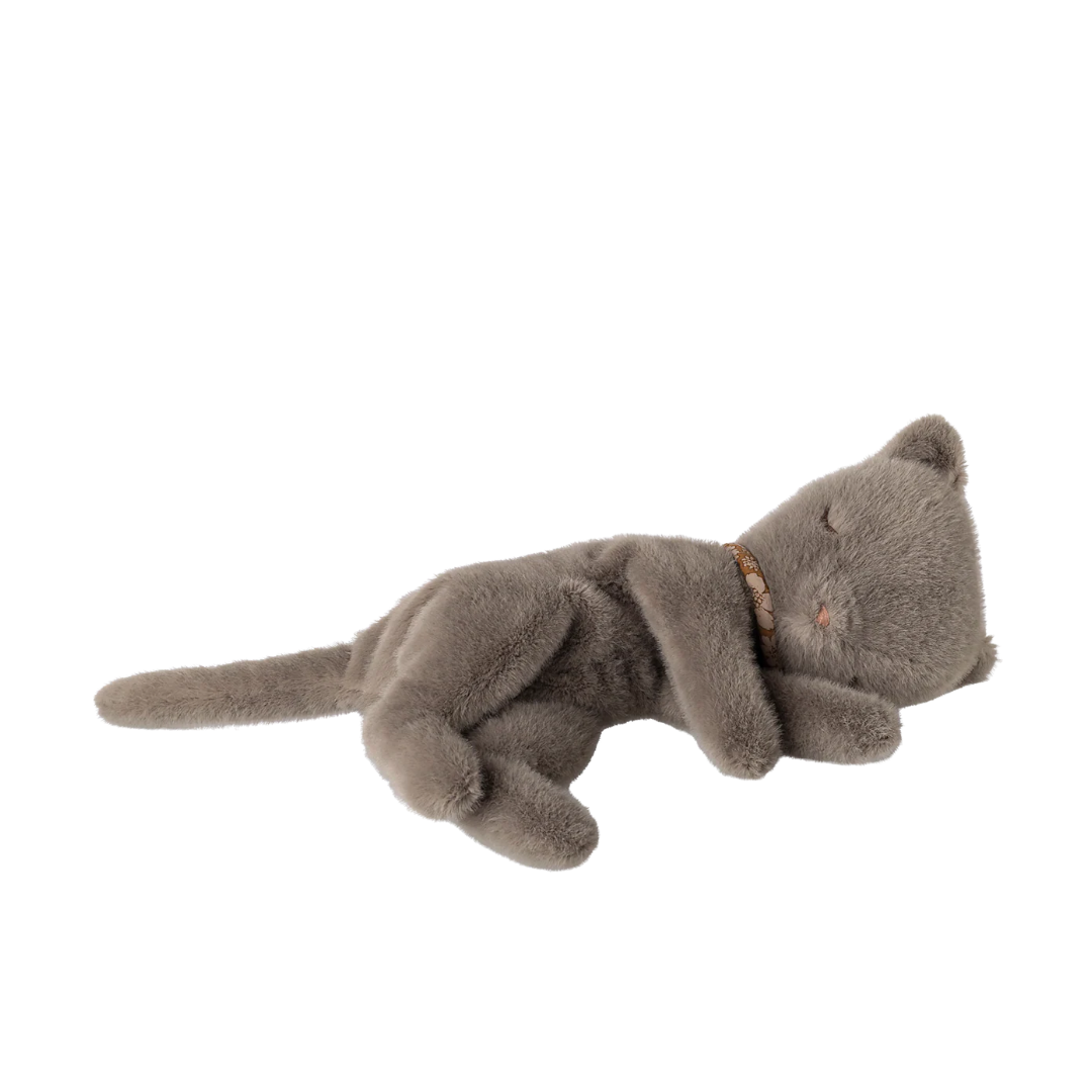Small Sleeping Kitten Plush | Grey