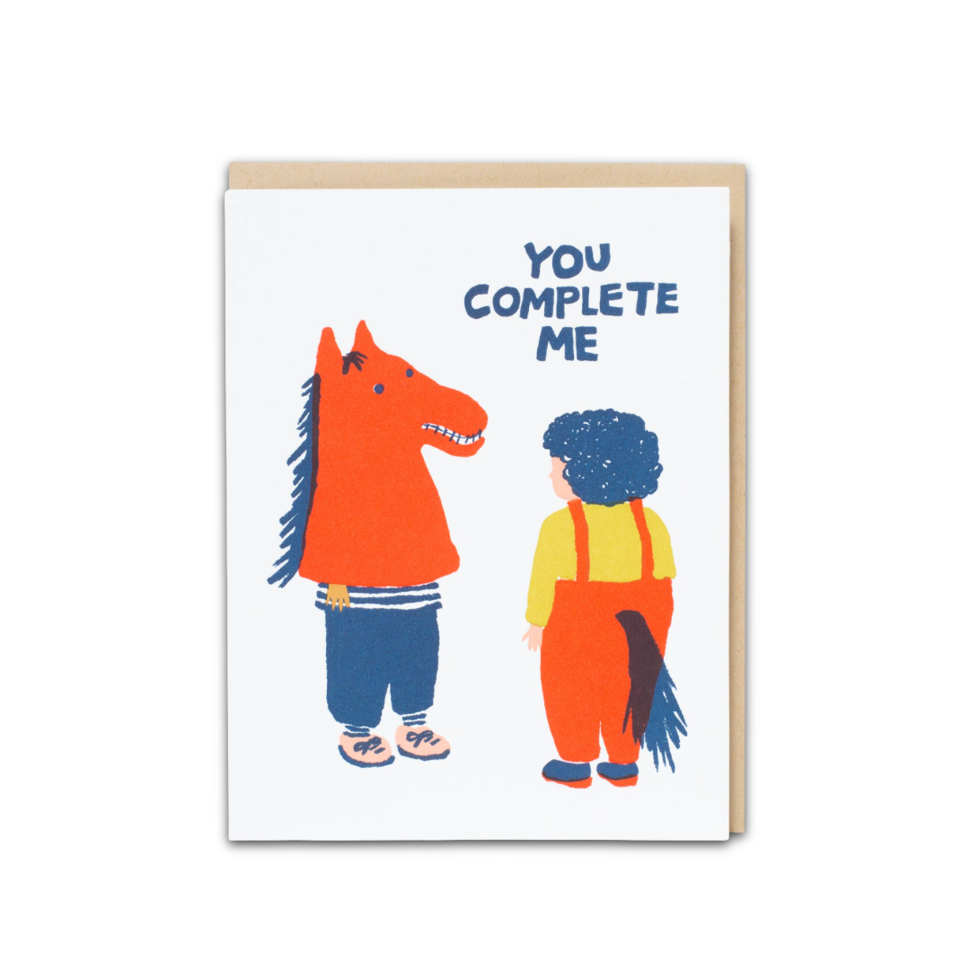 You Complete Me Funny Love Letterpress Greeting Card by Egg Press