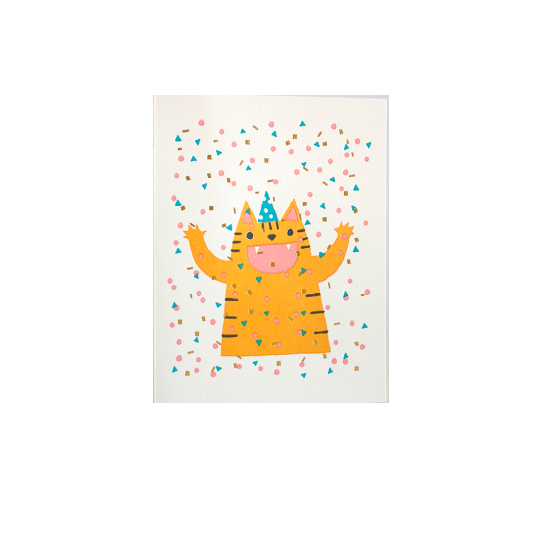 Confetti Cat Party Card