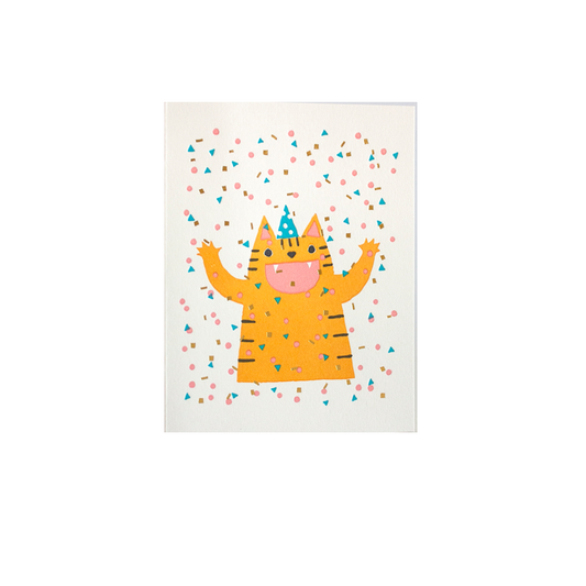 Confetti Cat Party Card