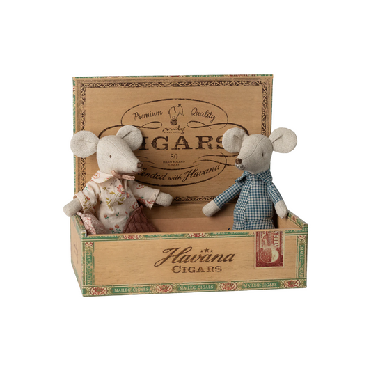 Grandma & Grandpa Mice in Cigarbox