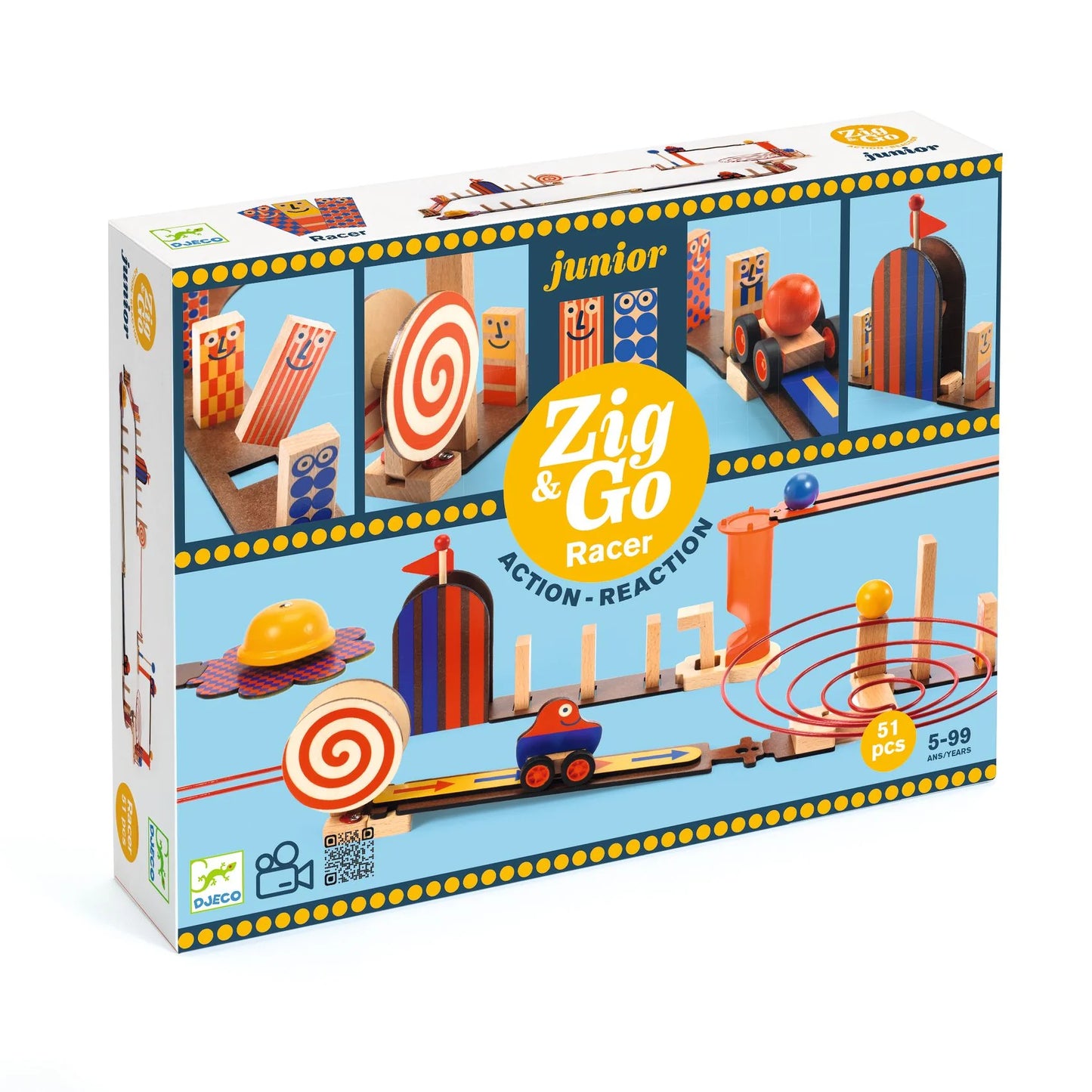 Zig and Go Junior Racer | 52 pc Chain Reaction Construction Set