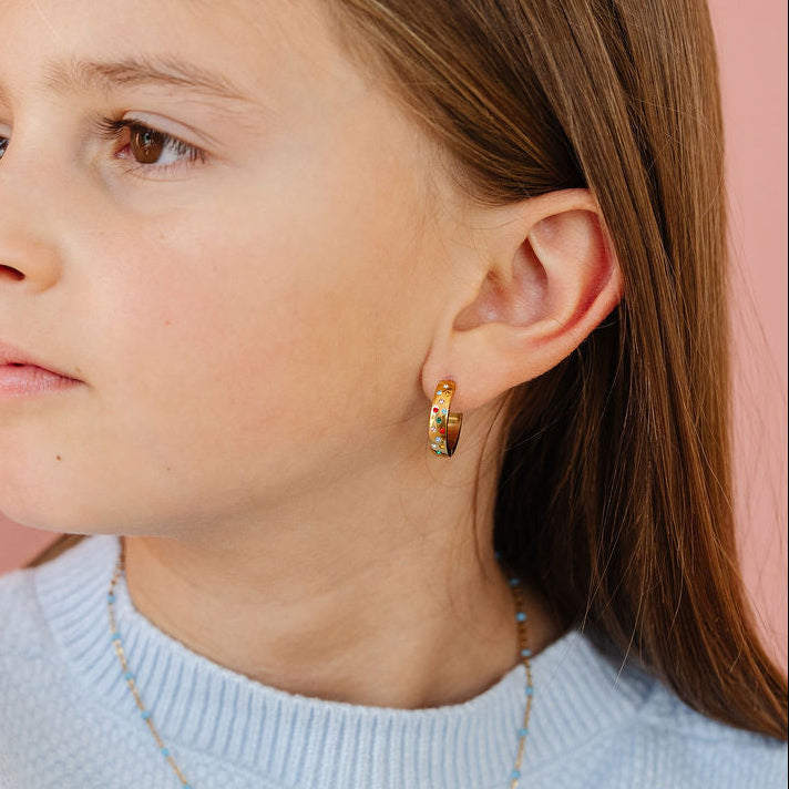 Rainbow Confetti Hoop Earrings