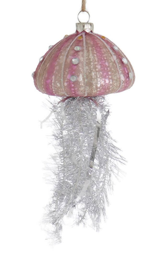 Silver Tinsel Jellyfish Ornament