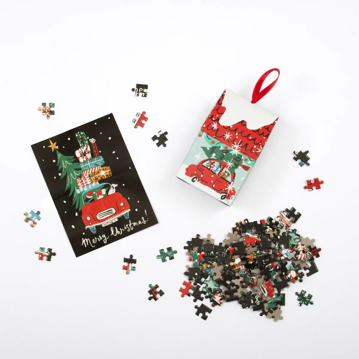 Christmas Car | 130 Piece Jigsaw Puzzle Ornament