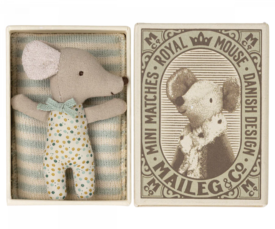 Sleepy/Wakey Baby Mouse in Matchbox | Blue