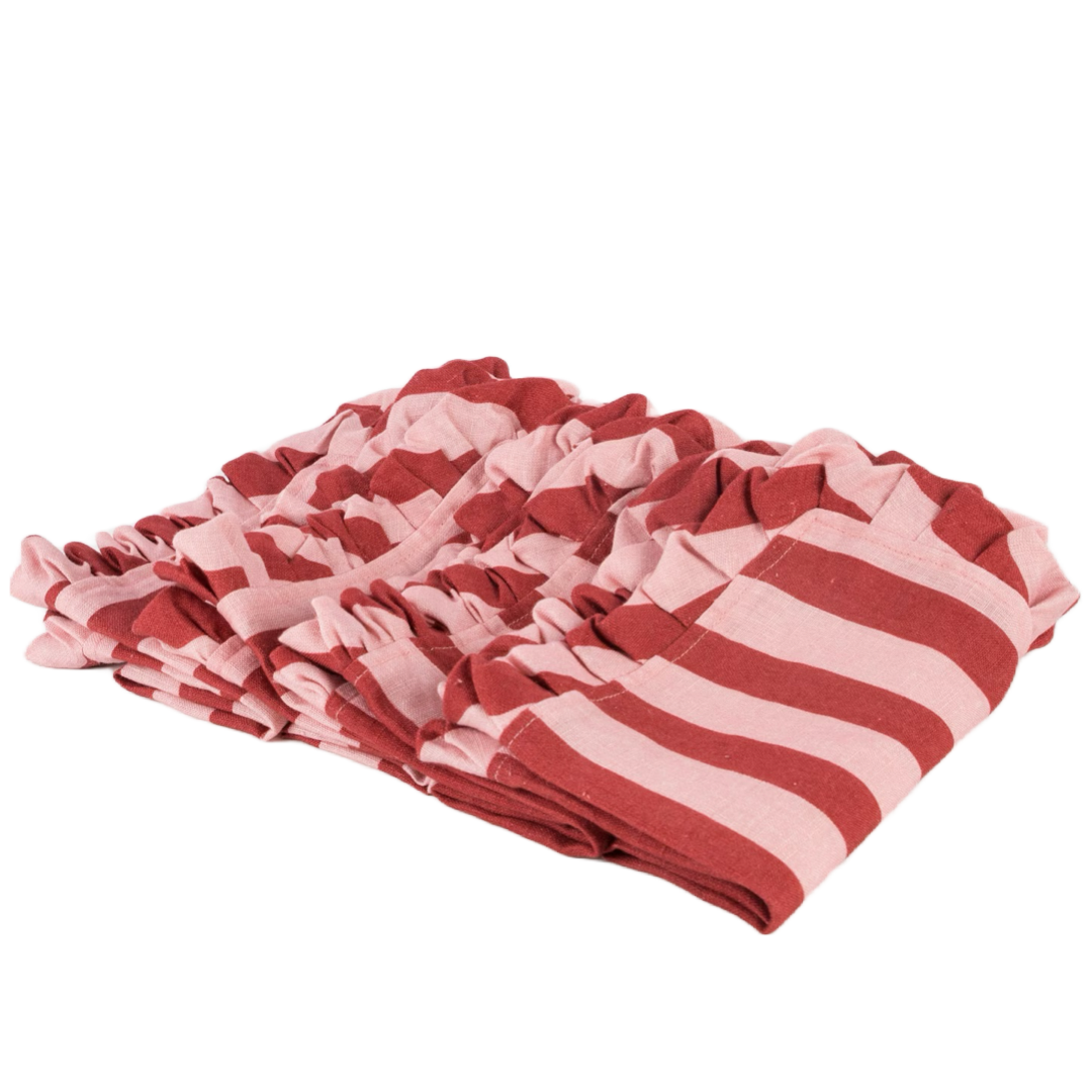 Stripe Ruffle Napkins | Red & Pink