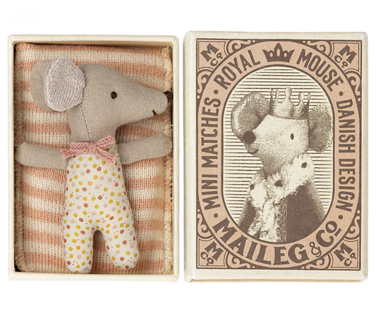 Sleepy/Wakey Baby Mouse in Matchbox | Pink