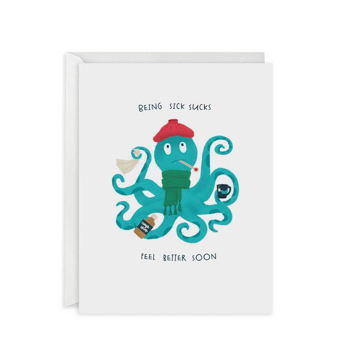 Sick Octopus Get Well Card