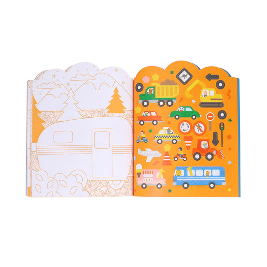 Coloring Book + Stickers | Vehicles
