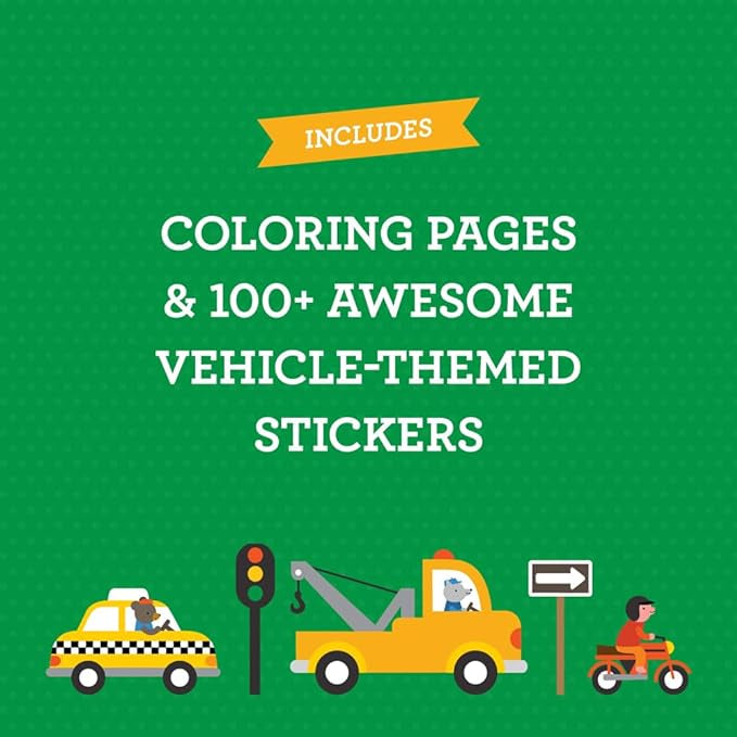 Coloring Book + Stickers | Vehicles