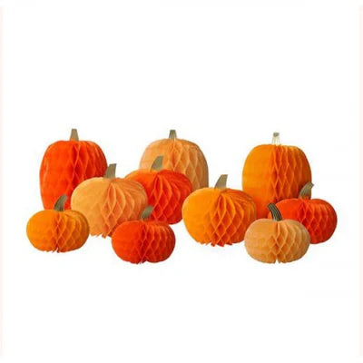 Pumpkin Honeycomb Decorations | Set of 10