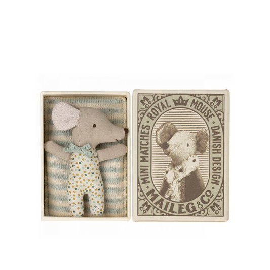 Sleepy/Wakey Baby Mouse in Matchbox | Blue