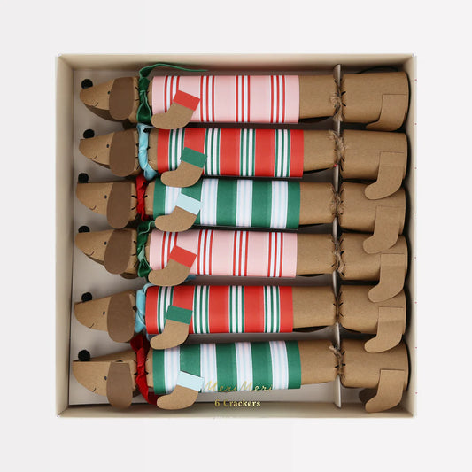 Festive Stripe Sausage Dog Crackers