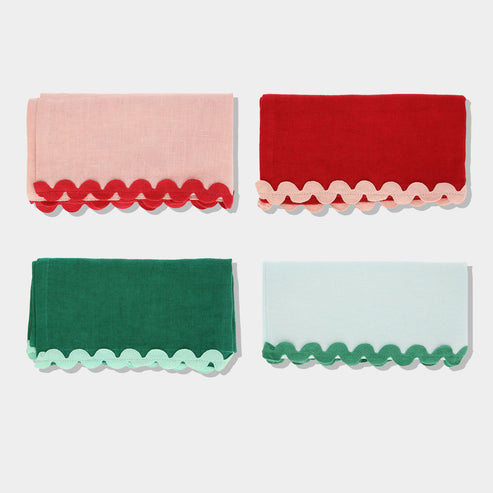 Ric Rac Ruffle Napkins | Red & Green