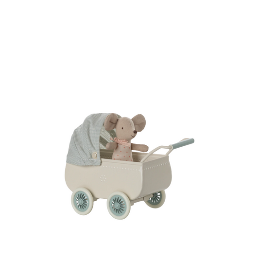Pram with Baby Mouse | Mint