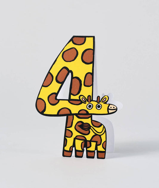 Giraffe #4 | Kid's Birthday Number Card