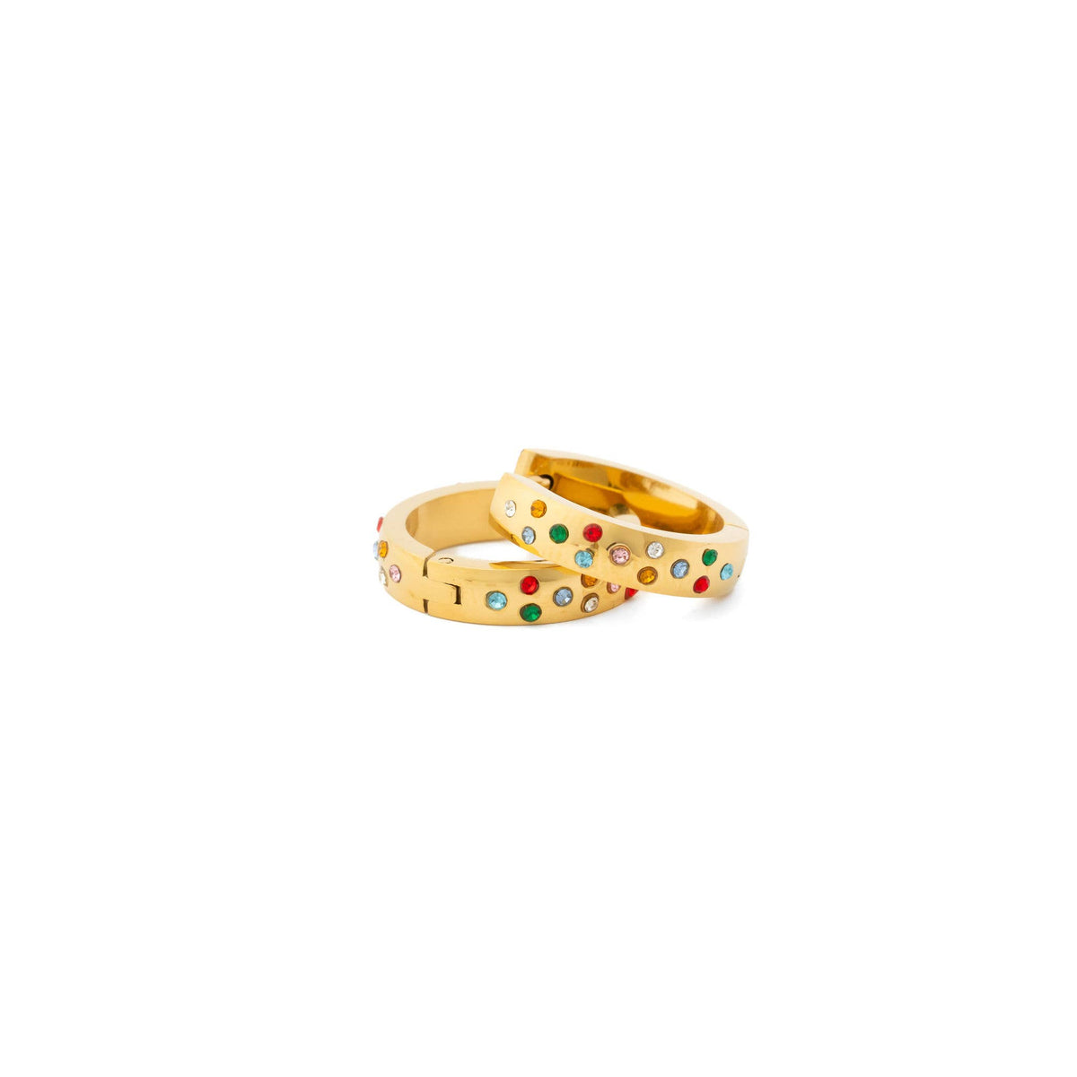 Rainbow Confetti Hoop Earrings