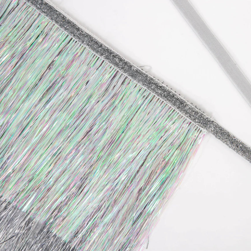 Silver Iridescent Tinsel Fringe Garland