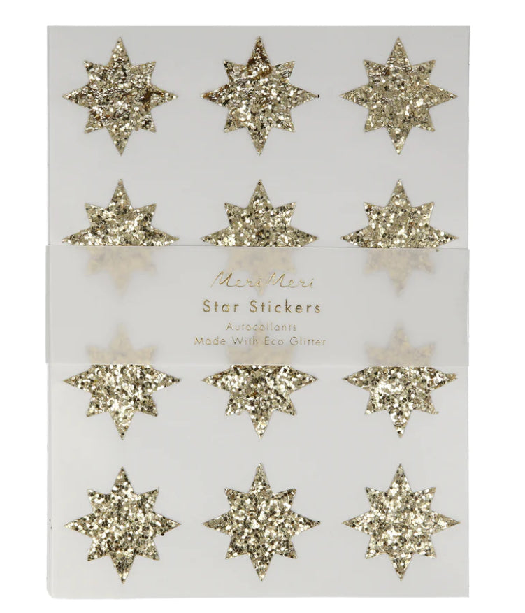 Gold Eco Glitter Star Stickers | 8 Sheets