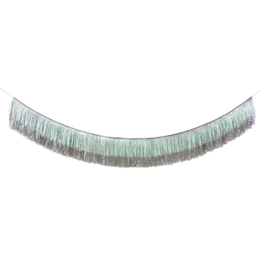 Silver Iridescent Tinsel Fringe Garland