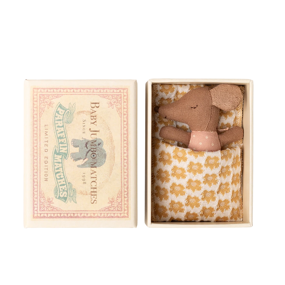 Sleepy Wakey Baby Mouse In Matchbox | Rose