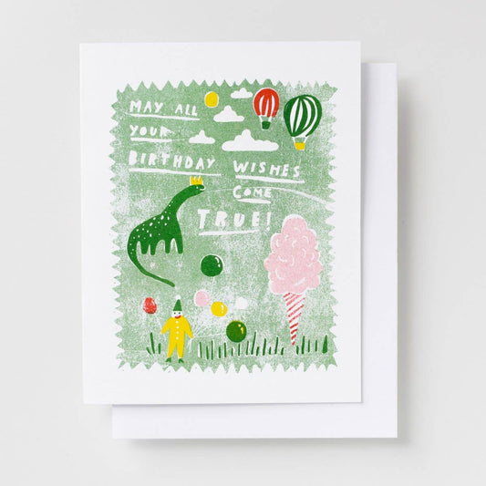 Dino Birthday Wishes Risograph Card