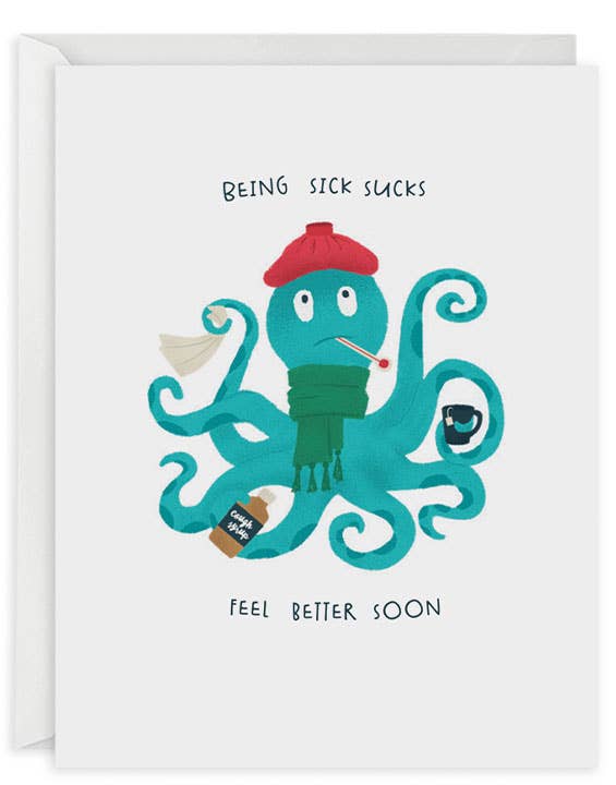 Sick Octopus Get Well Card