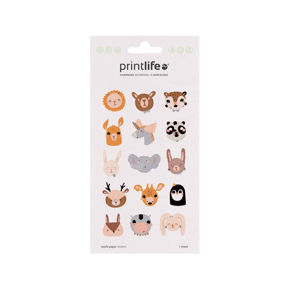 Washi Paper Stickers | Cartoon Animals