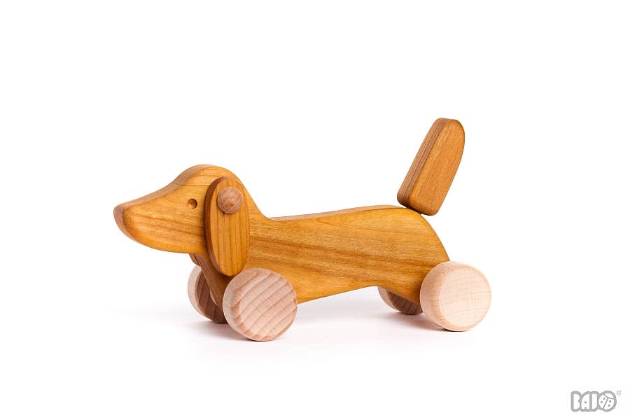 Wood Dachshund Rolling Puppy