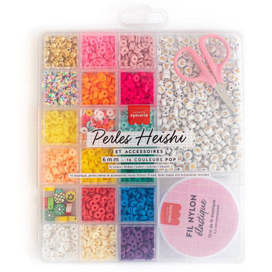 Box of 16 colors of 6 mm heishi beads - Pop
