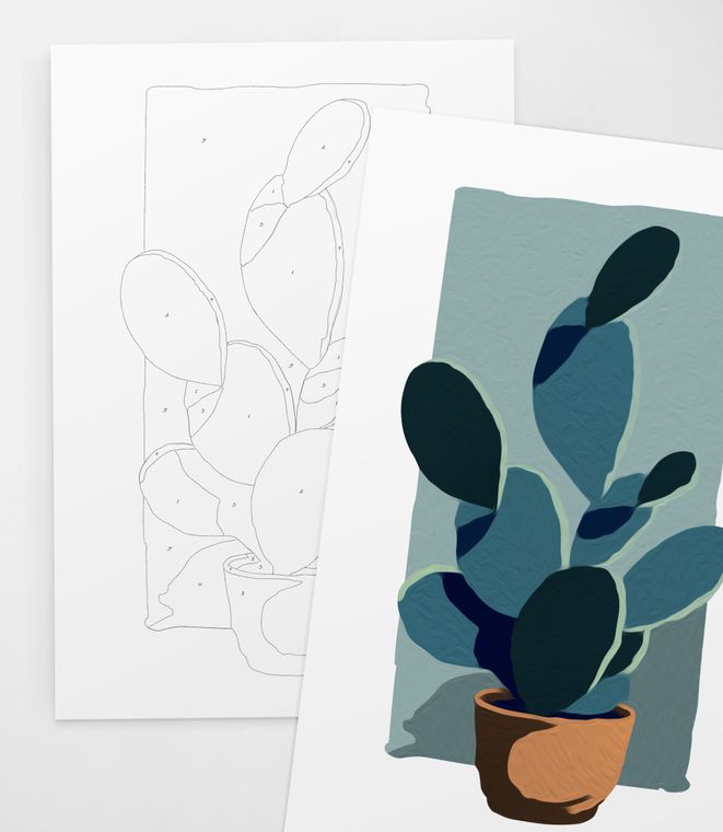 Potted Cactus  |  Modern Paint By Numbers Kit
