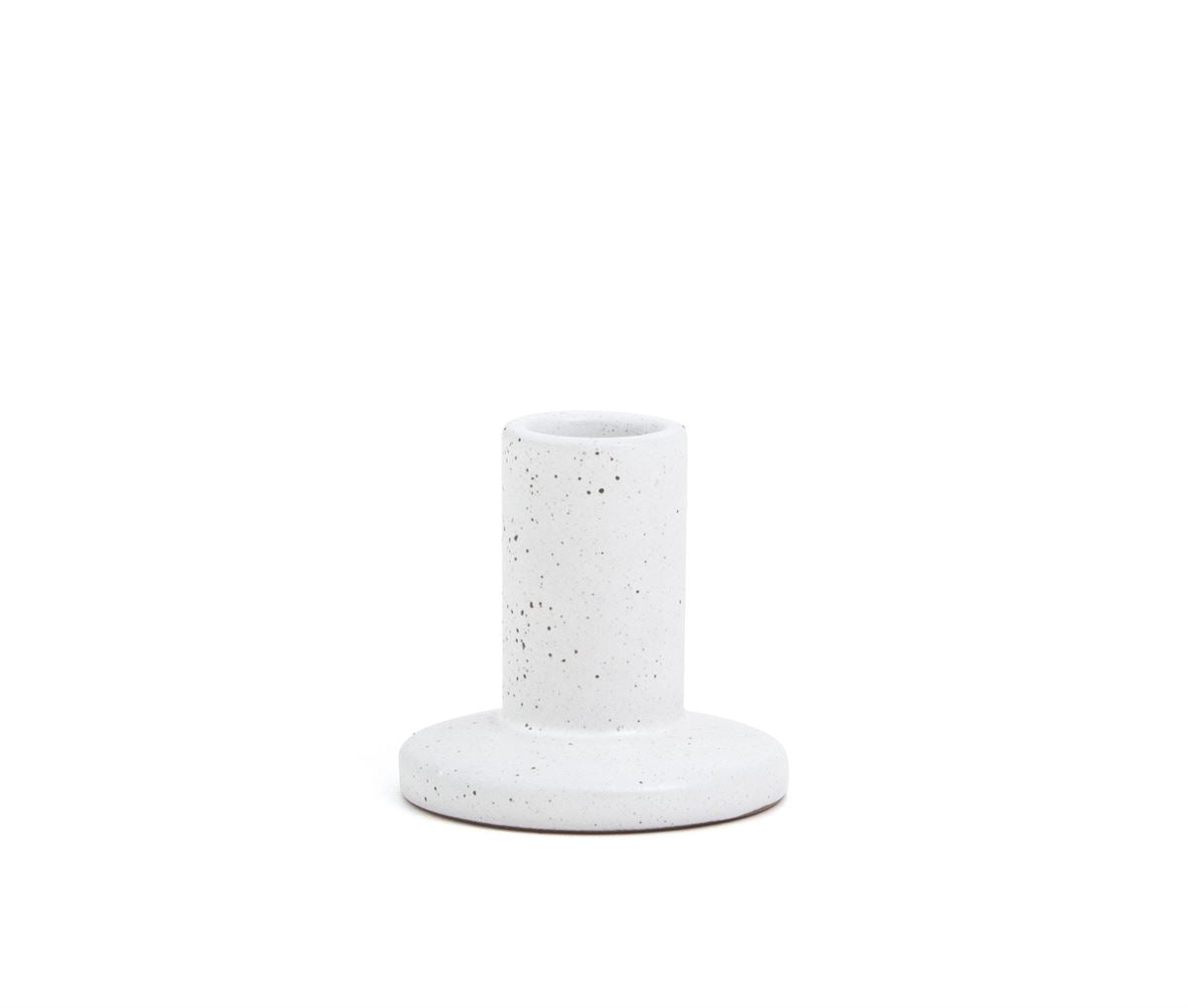 Tall White Speckled Ceramic Taper Holder